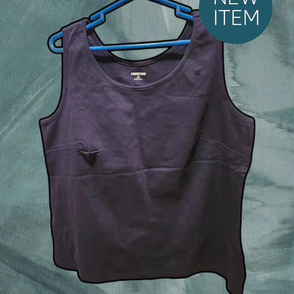 Lands' End Women's Scoop Tank Top's (3) Navy Blue, Black& White - Picture 4 of 4